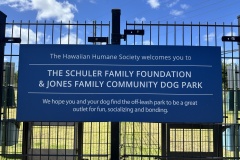 The Schuler Family Foundation and Jones Family Community Dog Park - Close-up of Park Sign